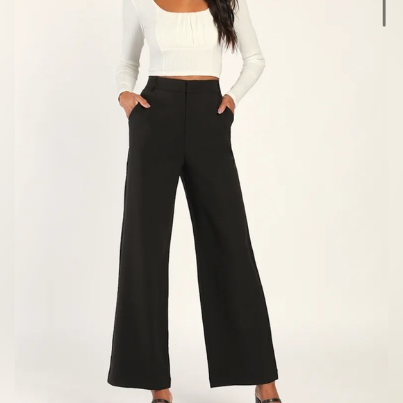 Lulus Black High Waisted Trouser Pants Leg Womens Size Small - Picture 1 of 8